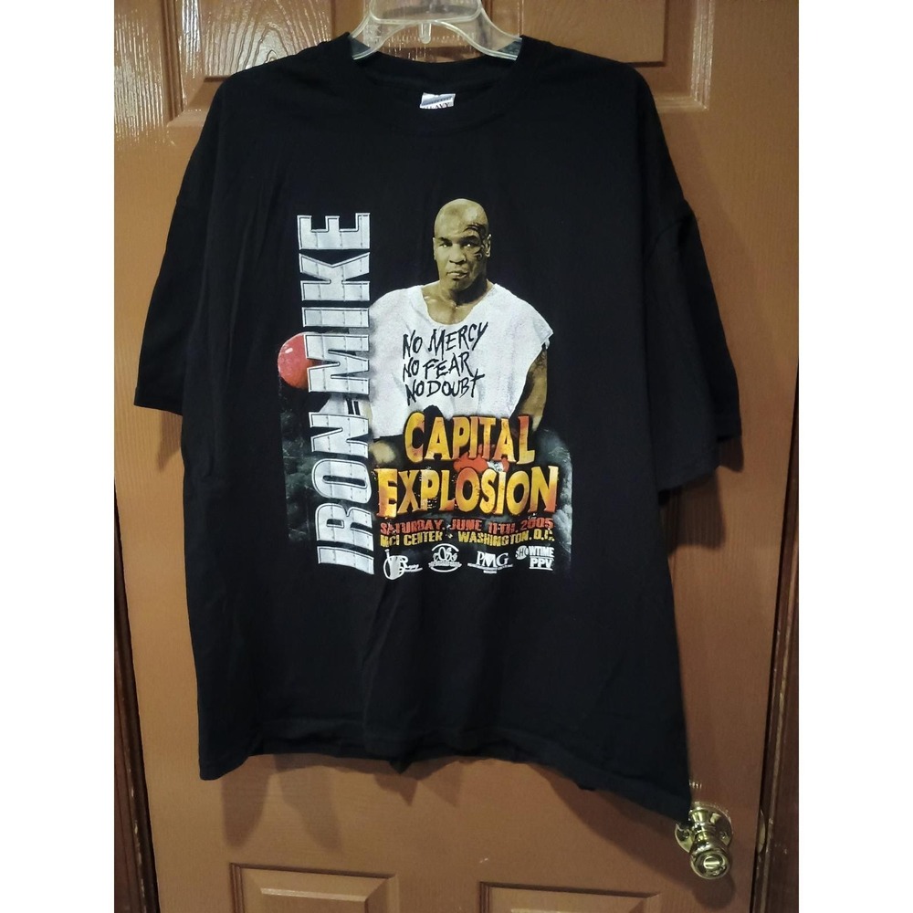 Gildan Mike Tyson Capital Explosion T-Shirt Mens XXL Black Excellent 2005 Boxing
